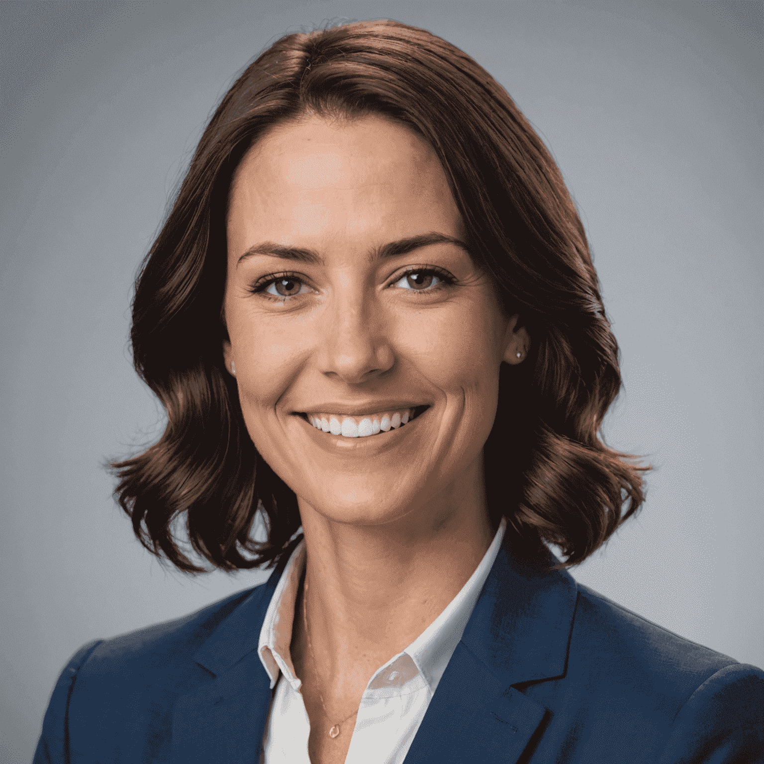 A professional headshot of Sarah Johnson, a woman in her early 30s with a warm smile, wearing a blue blazer against a light background.