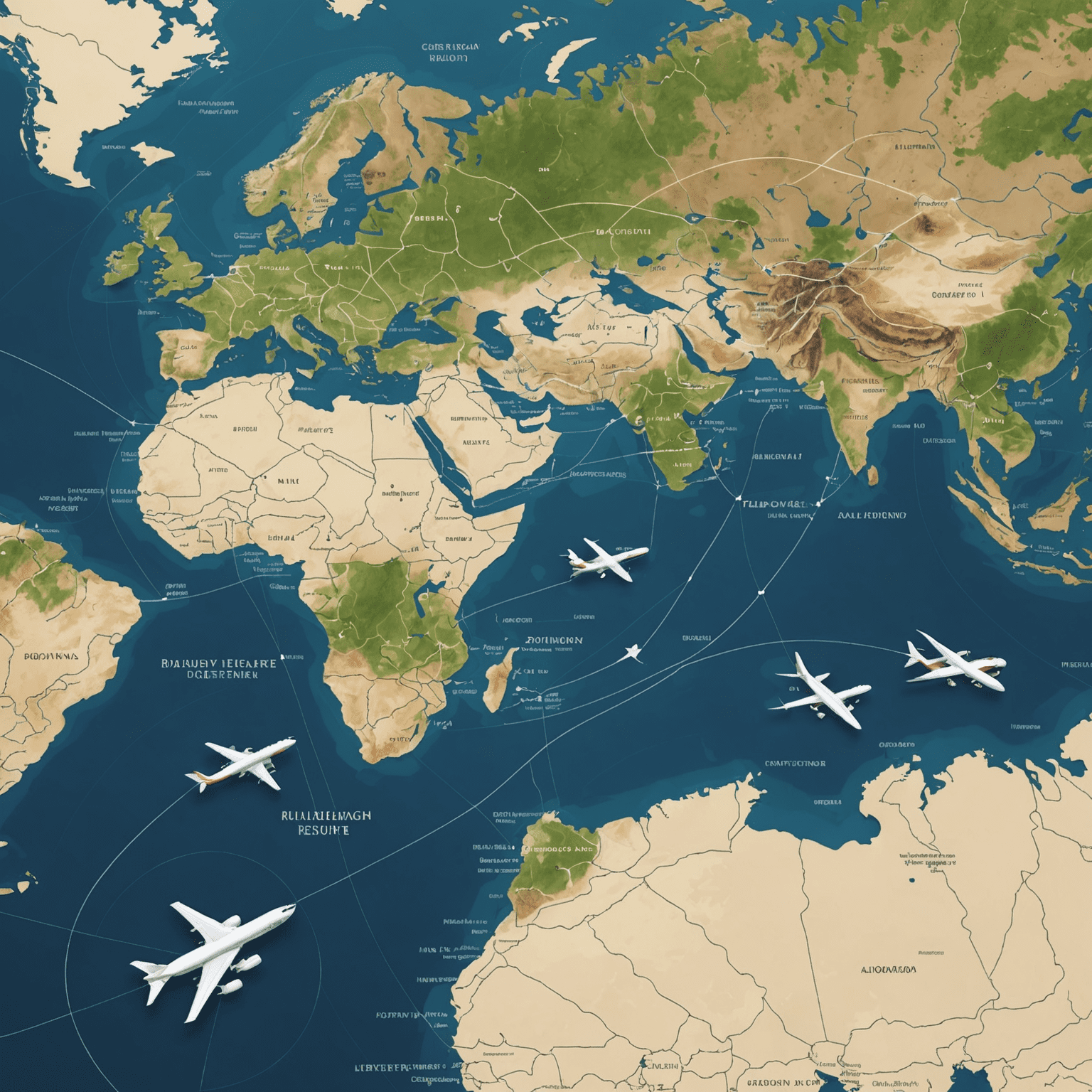 Map with flight routes highlighting lesser-known destinations